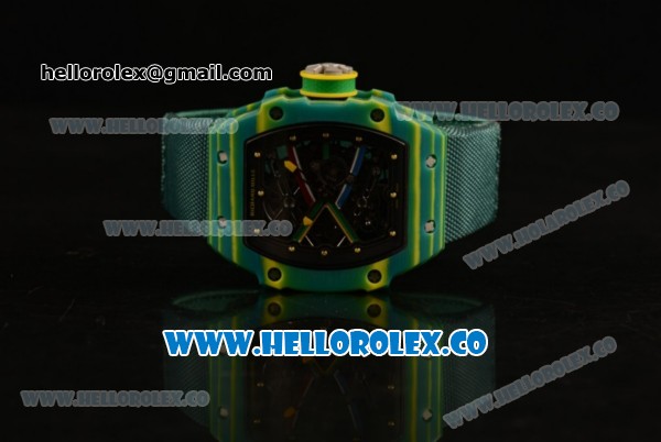 Richard Mille RM027-03 Miyota 9015 Automatic PVD Case with Black Dial and Green Nylon Strap - Click Image to Close